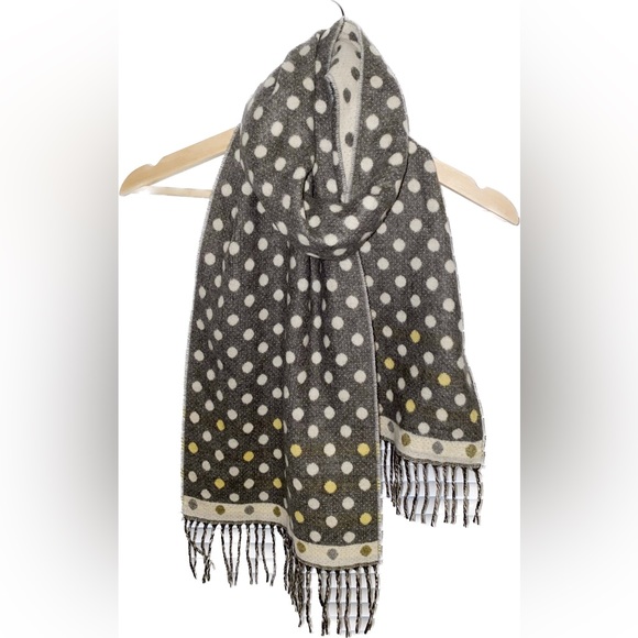 V. Fraas Cashmink Women’s Polka Dot Fringe Scarf Shawl One Size-PreOwned - Picture 5 of 8